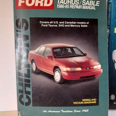 Two Ford Auto mechanic books, Chilton's Taurus / Sable and Haynes Ford Escort & Mercury Tracer
