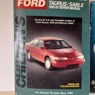 Two Ford Auto mechanic books, Chilton's Taurus / Sable and Haynes Ford Escort & Mercury Tracer