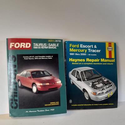 Two Ford Auto mechanic books, Chilton's Taurus / Sable and Haynes Ford Escort & Mercury Tracer