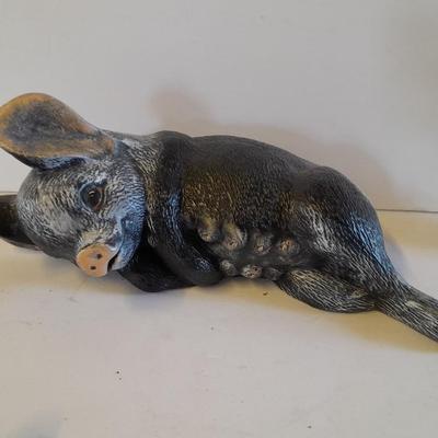 Mother pig figure with little babies and a live laugh love pig figure