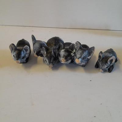 Mother pig figure with little babies and a live laugh love pig figure