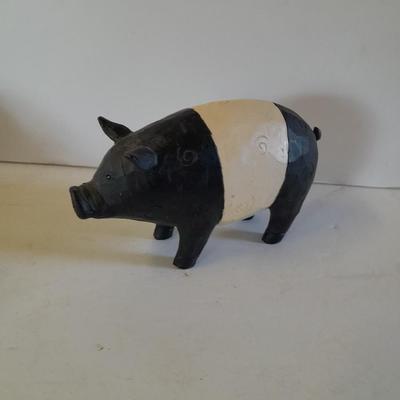 Mother pig figure with little babies and a live laugh love pig figure
