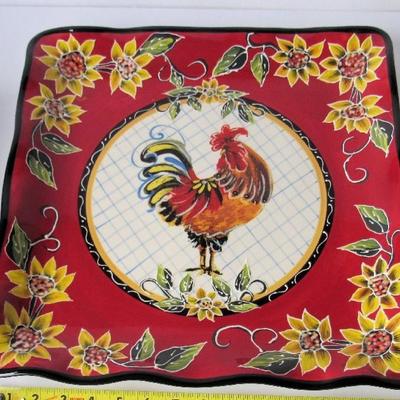 Very Lg 16" Julie Ueland Rooster Serving Tray, Think Thanksgiving Dining!