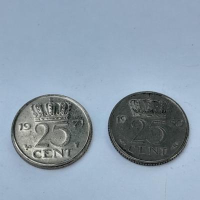 1950 and 1971 Netherland -- Netherlanden .25 cent coins