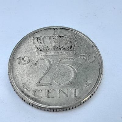1950 and 1971 Netherland -- Netherlanden .25 cent coins