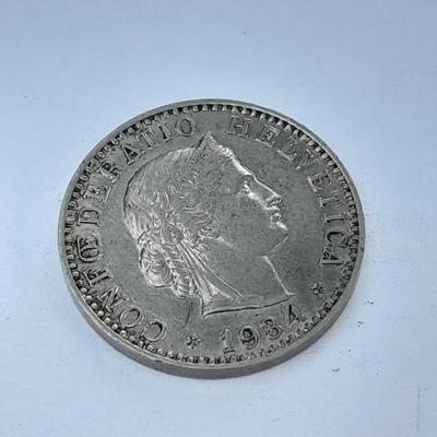 Two foreign coins, Conferatio Helvetica 194 & 1968 Elizabeth II 10 cents