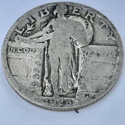 1928 Walking Liberty Quarter, and 1912 Barber dime