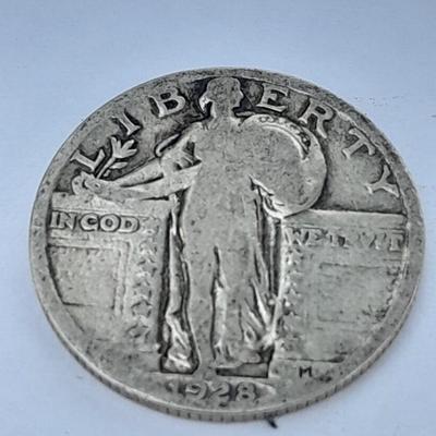 1928 Walking Liberty Quarter, and 1912 Barber dime