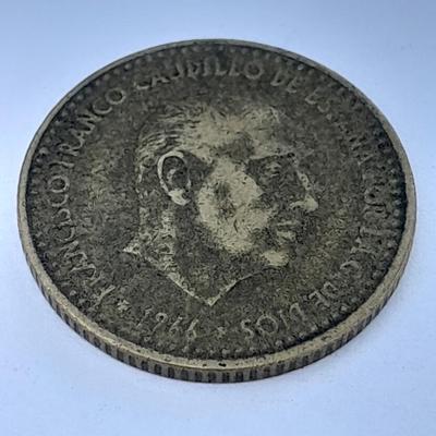 Two Spanish 1966 Una Peseta Coins