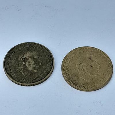 Two Spanish 1966 Una Peseta Coins