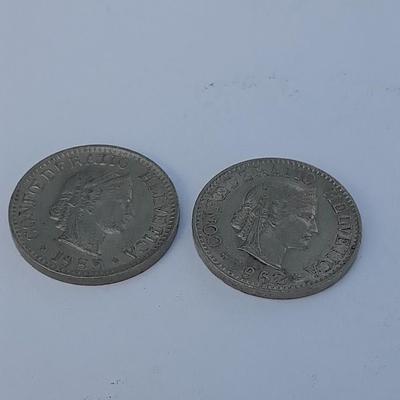 Two Switzerland 10 Rappen Coins 1955 & 1962