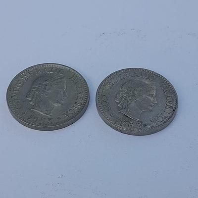 Two Switzerland 10 Rappen Coins 1955 & 1962