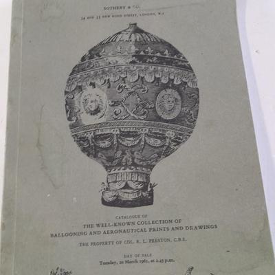 Sotheby & Co. Catalogue of the well-known Collection of Ballooning and Aeronautical prints and Drawings