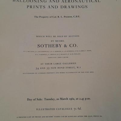 Sotheby & Co. Catalogue of the well-known Collection of Ballooning and Aeronautical prints and Drawings