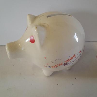 Three souvenir Piggy banks - New York - San Franscico - Colorado
