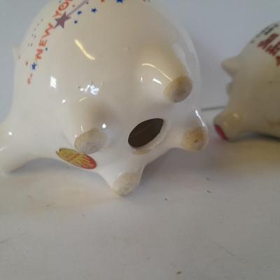 Three souvenir Piggy banks - New York - San Franscico - Colorado