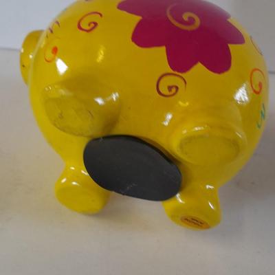 Colorful pig collectibles Piggy banks and vintage pig plate