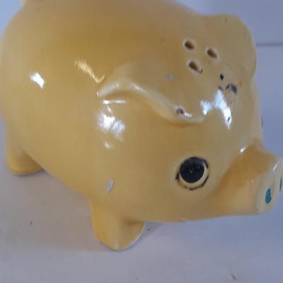 Colorful pig collectibles Piggy banks and vintage pig plate