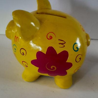 Colorful pig collectibles Piggy banks and vintage pig plate