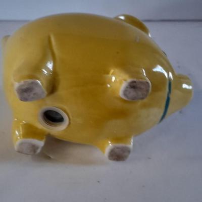 Colorful pig collectibles Piggy banks and vintage pig plate