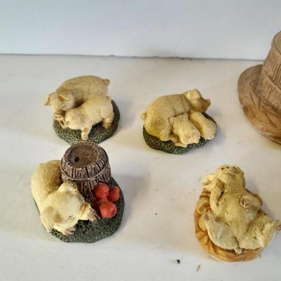 Eight Farm themed pig collectible figures -