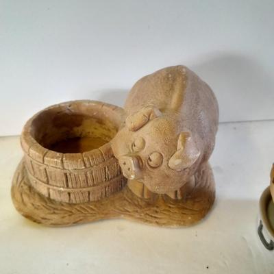 Eight Farm themed pig collectible figures -