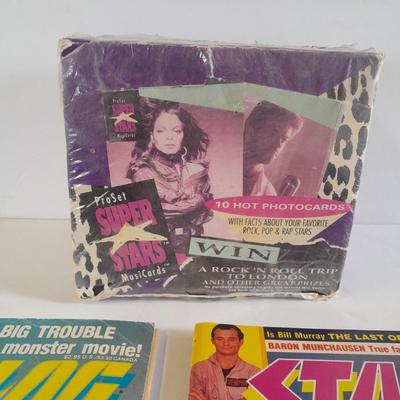 Unopened proset Super stars Musi cards, Rock, pop, and Rap stars and back issue magazines