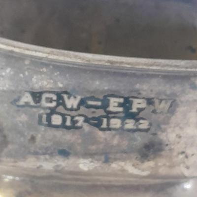 Silver plated goblets, bowl, and antique 1922 A.C.W. - E.P.W.  gravy boat, REED & BARTON