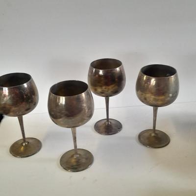 Silver plated goblets, bowl, and antique 1922 A.C.W. - E.P.W.  gravy boat, REED & BARTON