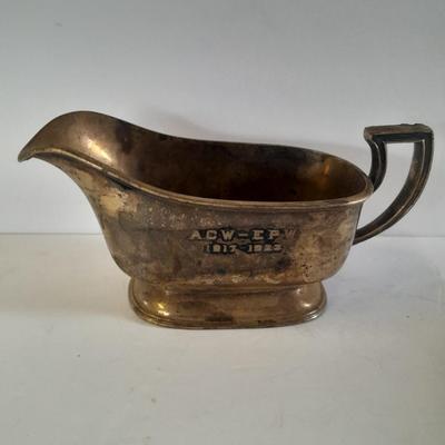 Silver plated goblets, bowl, and antique 1922 A.C.W. - E.P.W.  gravy boat, REED & BARTON