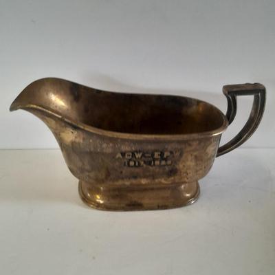 Silver plated goblets, bowl, and antique 1922 A.C.W. - E.P.W.  gravy boat, REED & BARTON