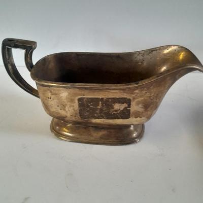 Silver plated goblets, bowl, and antique 1922 A.C.W. - E.P.W.  gravy boat, REED & BARTON