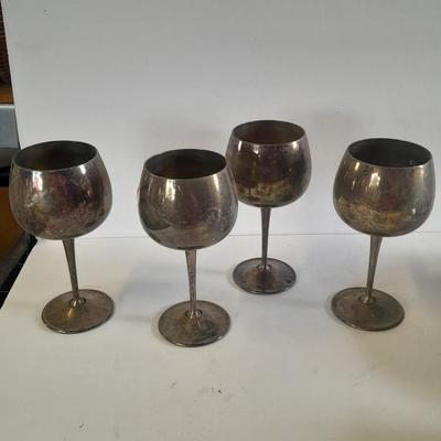 Silver plated goblets, bowl, and antique 1922 A.C.W. - E.P.W.  gravy boat, REED & BARTON