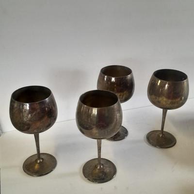 Silver plated goblets, bowl, and antique 1922 A.C.W. - E.P.W.  gravy boat, REED & BARTON