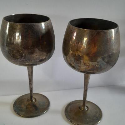 Silver plated goblets, bowl, and antique 1922 A.C.W. - E.P.W.  gravy boat, REED & BARTON