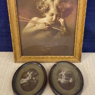 Vintage 1800s Cupid Print in Antique Frames