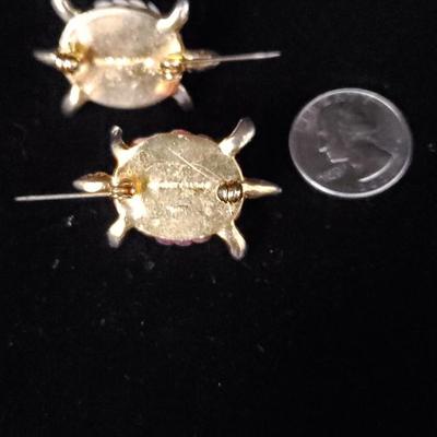Sequin and Brass Turtle pins - Made in France