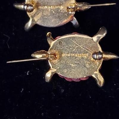 Sequin and Brass Turtle pins - Made in France