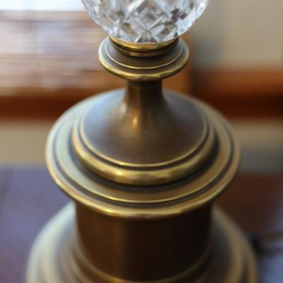 Beautiful Pair of Brass & Glass Lamps with Shades