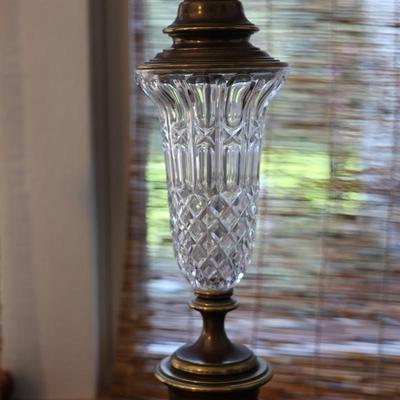 Beautiful Pair of Brass & Glass Lamps with Shades