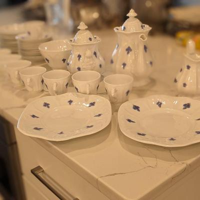 41 Royal Adderley Chelsea Porcelain Misc Pieces White Lavender Purple Embossed