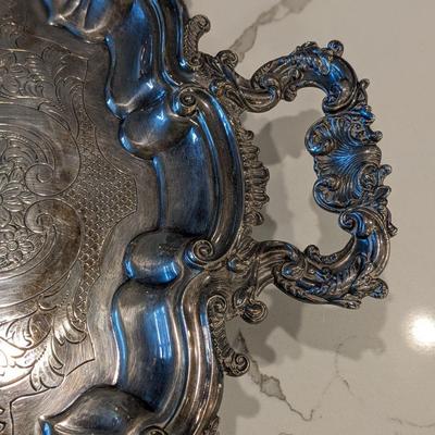 Antique Large Silver Plated Serving Tray