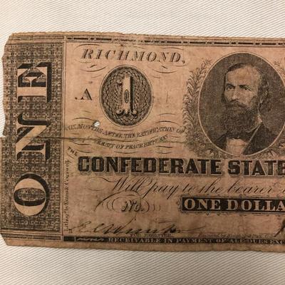 Confederate states of America, one dollar bill