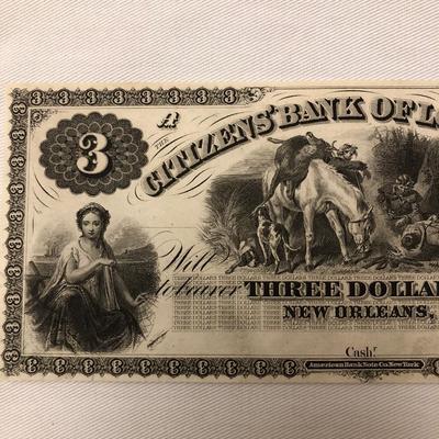 Citizens bank of Louisiana, three dollars