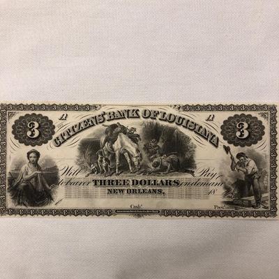Citizens bank of Louisiana, three dollars