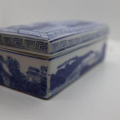 Porcelain Blue & White Landscape with Qianlong Mark