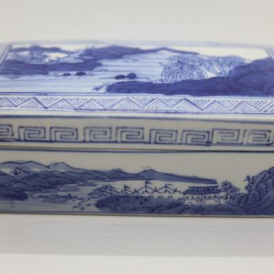 Porcelain Blue & White Landscape with Qianlong Mark