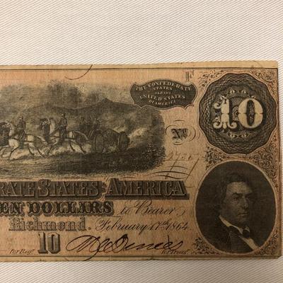 Confederate states of America $10 bill