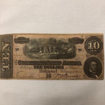 Confederate states of America $10 bill