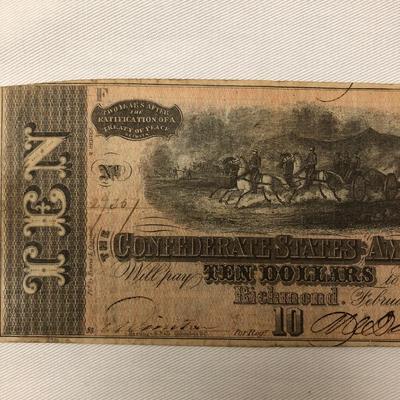 Confederate states of America $10 bill